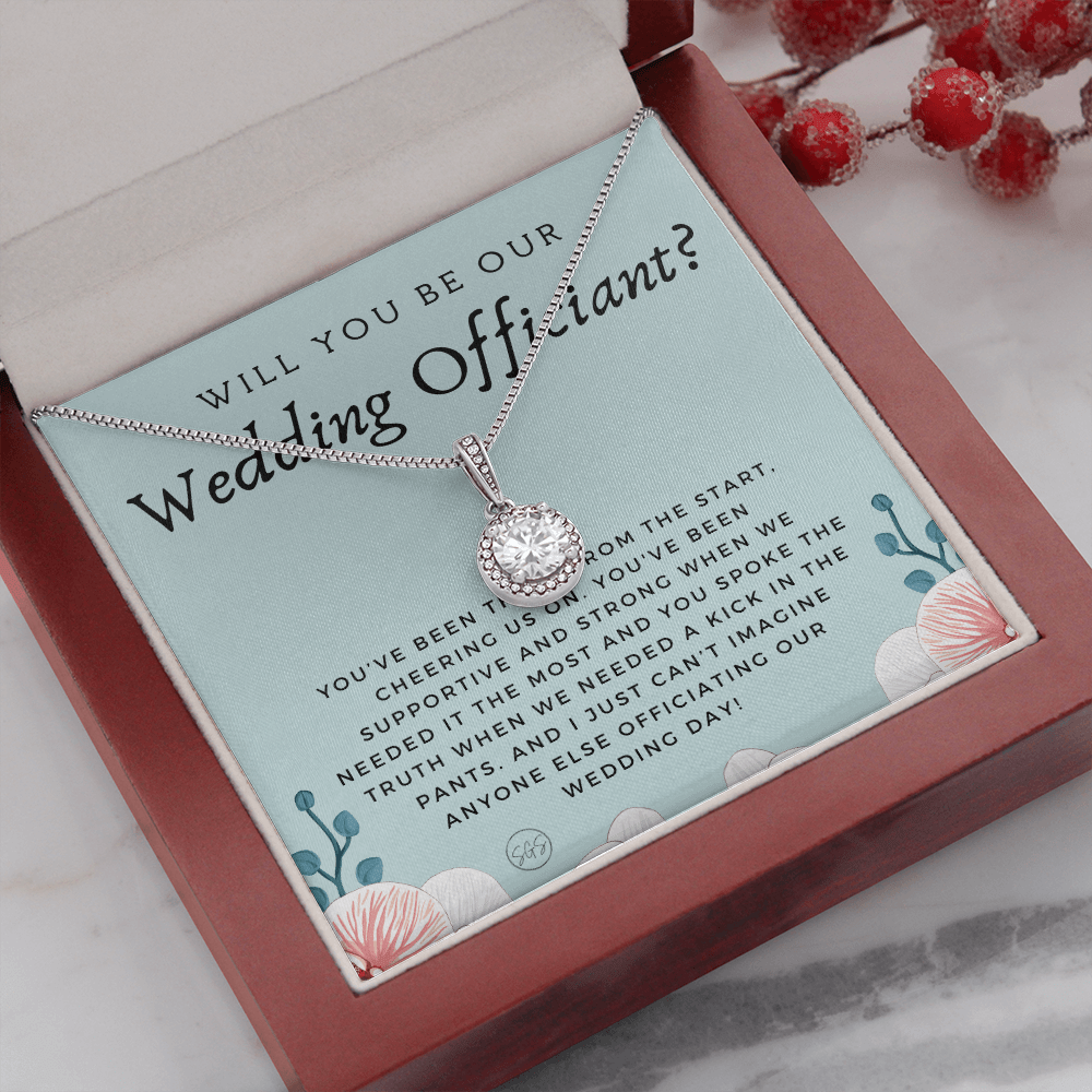Wedding Officiant Proposal Gift | Will You Marry Us? Will You Be Our Officiant? For Friends, Best Friend Bestie Necklace Bridal Party 0817eE