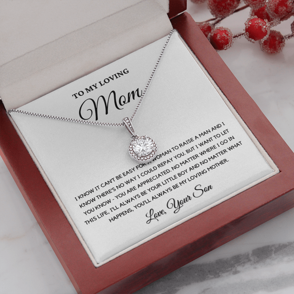 Gift For Mom from Son - I'll Always Be Your Little Boy - Love Knot Necklace | Gift for Mother's Day From Son, Mom Birthday Present M6E