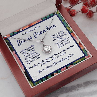 Stepped Up Grandma | Mother's Day Gift for Bonus Grandmother, Grand Mother, From Granddaughter, Second Mama, Foster Grandma Birthday 0419iE