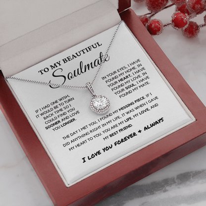 Soulmate - Missing Piece - Eternal Hope Necklace | Romantic Gift for Wife, Fiancé, Girlfriend, Valentine's Day Present 0201bE