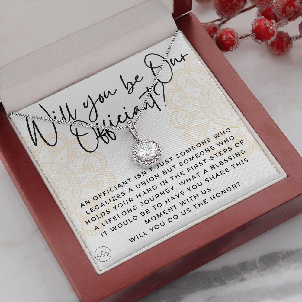 Wedding Officiant Proposal Gift | Will You Marry Us? Will You Be Our Officiant? For Friends, Best Friend Bestie Necklace Bridal Party 0817aE