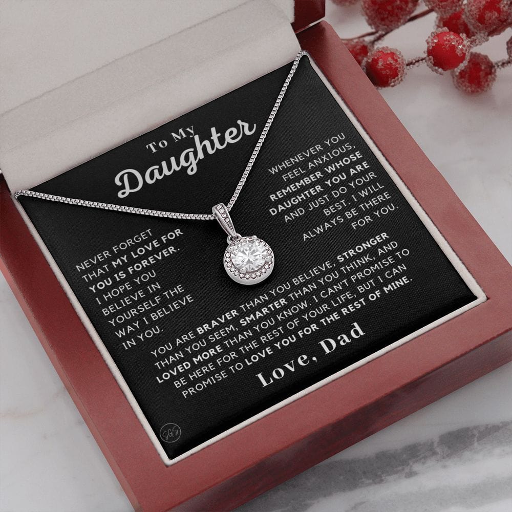 Daughter - Believe In Yourself - Love Knot Necklace | Gift to Daughter from Dad, Daughter Necklace Love Dad, Christmas Birthday Gift for Her