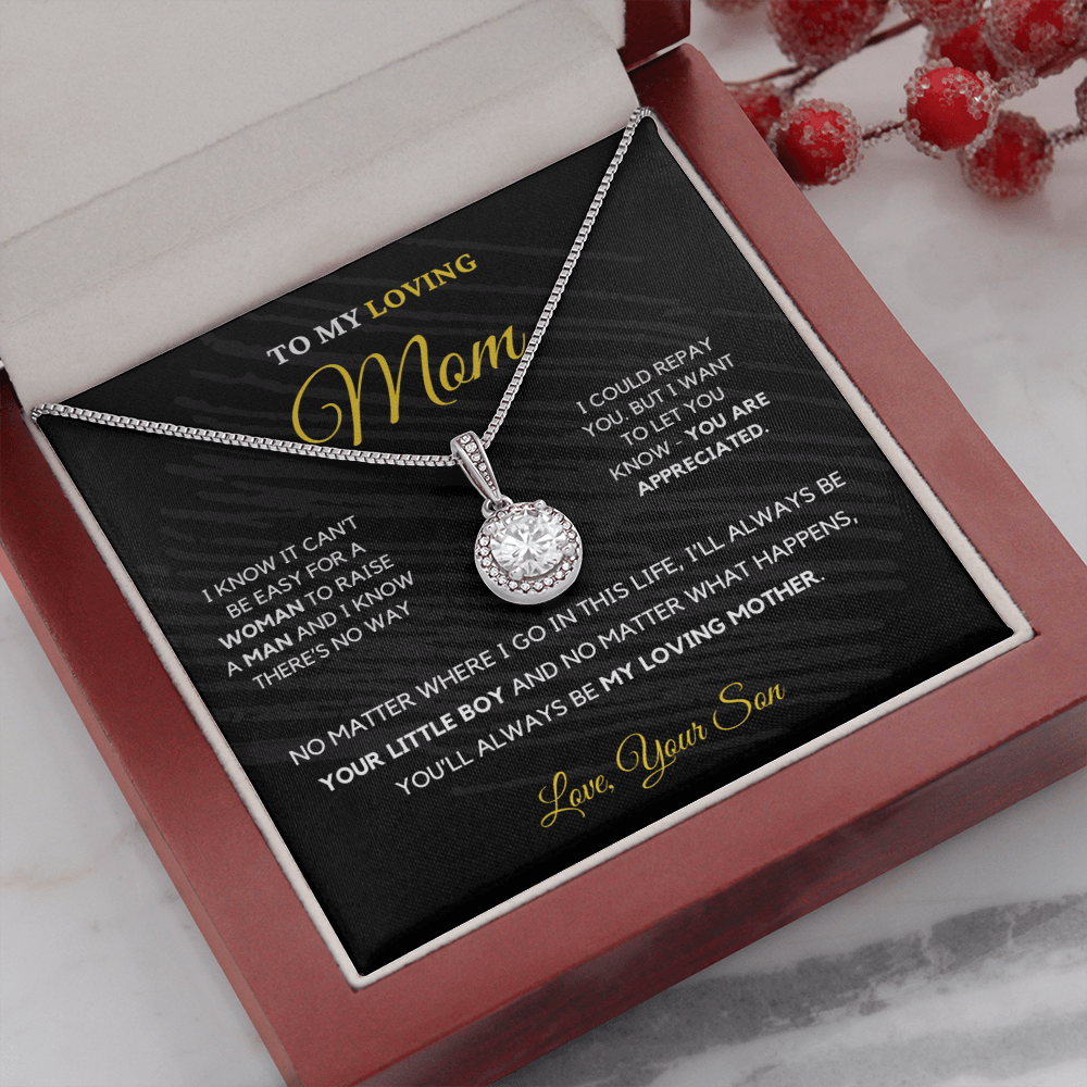 To My Loving Mom - Love Knot Necklace | Gift for Mother's Day From Son, I'll Always Be Your Little Boy, You'll Always Be My Loving Mother 2E