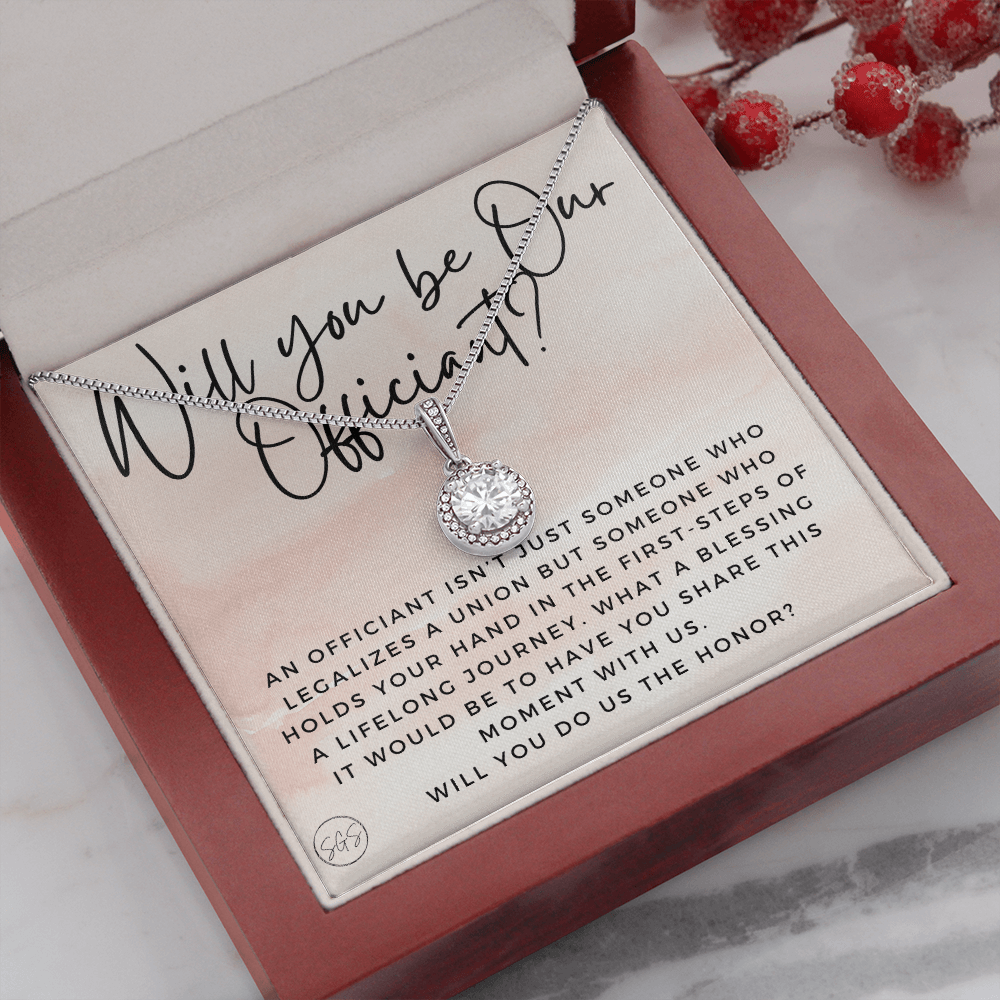 Wedding Officiant Proposal Gift | Will You Marry Us? Will You Be Our Officiant? For Friends, Best Friend Bestie Necklace Bridal Party 0817bE