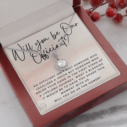 Wedding Officiant Proposal Gift | Will You Marry Us? Will You Be Our Officiant? For Friends, Best Friend Bestie Necklace Bridal Party 0817bE