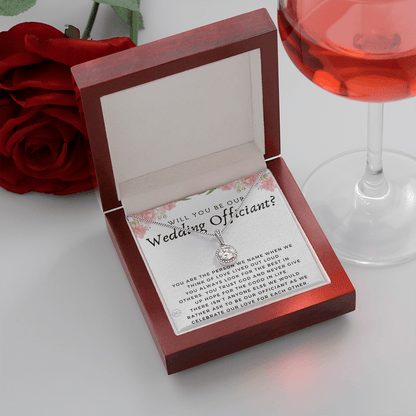 Wedding Officiant Proposal Gift | Will You Marry Us? Will You Be Our Officiant? For Friends, Best Friend Bestie Necklace Bridal Party 0817fE