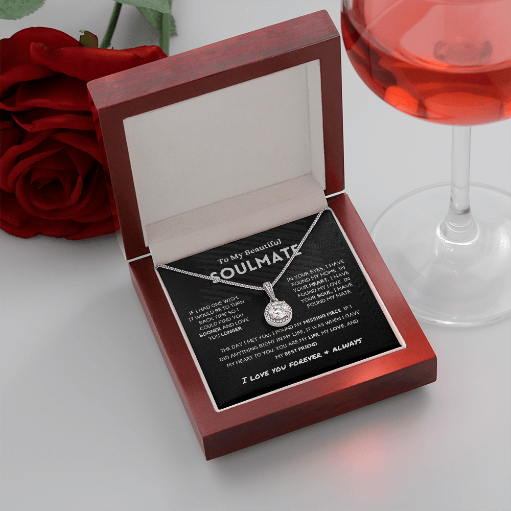 Soulmate - Missing Piece - Eternal Hope Necklace | Romantic Gift for Wife, Fiancé, Girlfriend - Anniversary Gift, Valentine's Day Present