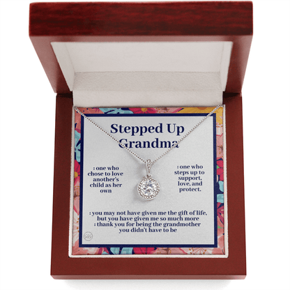 Stepped Up Grandma | Mother's Day Gift for Bonus Grandmother, Grand Mother, From Granddaughter, Second Mama, Foster Grandma Birthday 0419dE