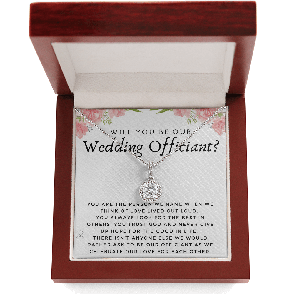 Wedding Officiant Proposal Gift | Will You Marry Us? Will You Be Our Officiant? For Friends, Best Friend Bestie Necklace Bridal Party 0817fE