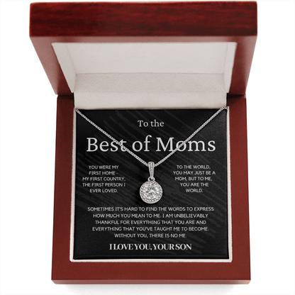 To The Best Of Moms | Without You There Is No Me | Necklace - Gift for Mother's Day From Son, Gift for Mom, You Were My First Country 4E