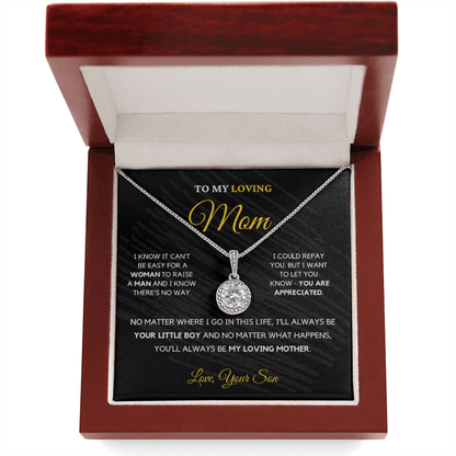 To My Loving Mom - Love Knot Necklace | Gift for Mother's Day From Son, I'll Always Be Your Little Boy, You'll Always Be My Loving Mother 2E