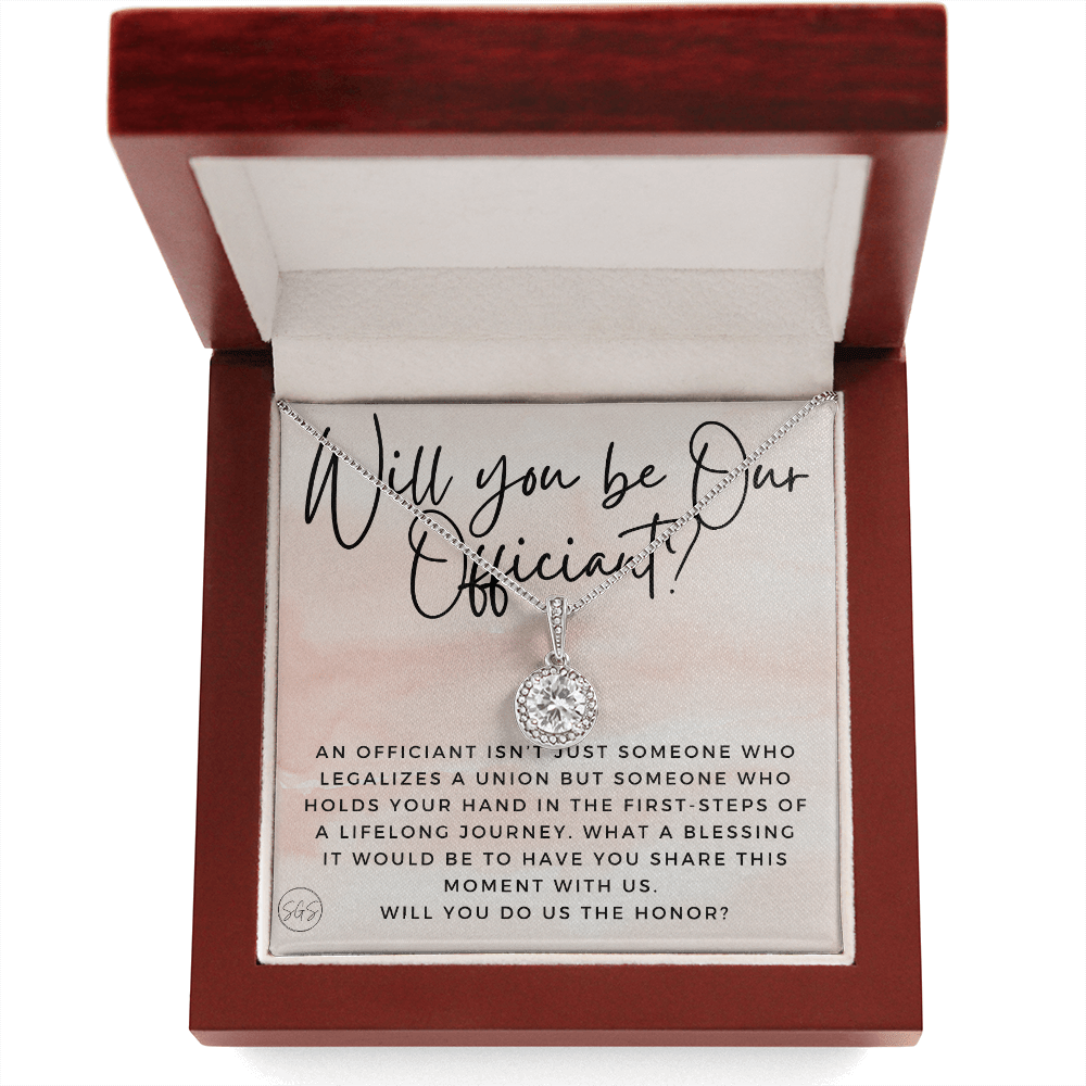 Wedding Officiant Proposal Gift | Will You Marry Us? Will You Be Our Officiant? For Friends, Best Friend Bestie Necklace Bridal Party 0817bE