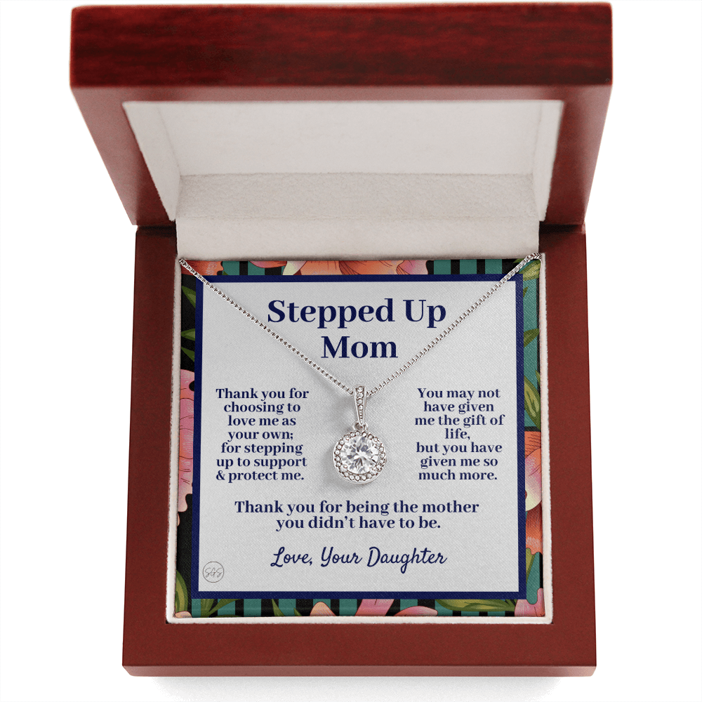 Stepped Up Mom | Mother's Day Gift for Stepmom, Bonus Mom, Stepmother, Grandma, Second Mama, From Step Daughter Son, Birthday, Foster 0317hE