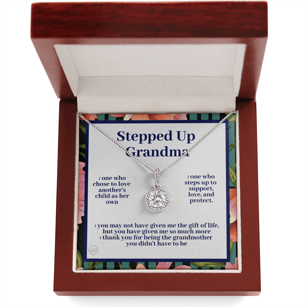 Stepped Up Grandma | Mother's Day Gift for Bonus Grandmother, Grand Mother, From Granddaughter, Second Mama, Foster Grandma Birthday 0419hE