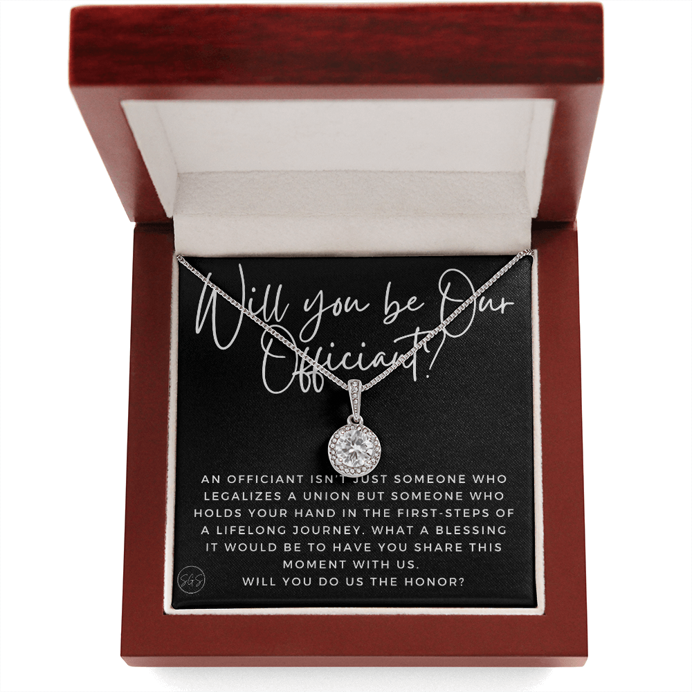 Wedding Officiant Proposal Gift | Will You Marry Us? Will You Be Our Officiant? For Friends, Best Friend Bestie Necklace Bridal Party 0817cE