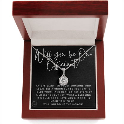 Wedding Officiant Proposal Gift | Will You Marry Us? Will You Be Our Officiant? For Friends, Best Friend Bestie Necklace Bridal Party 0817cE