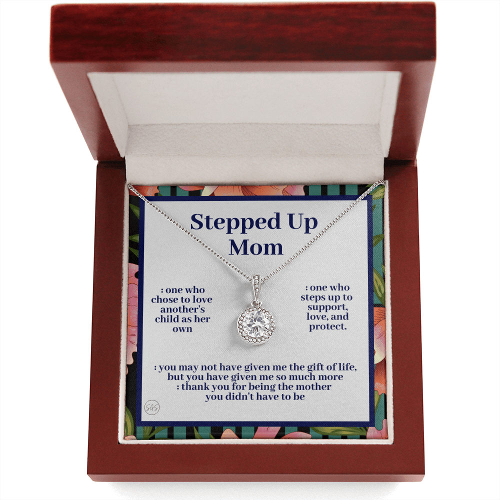 Stepped Up Mom | Mother's Day Gift for Stepmom, Bonus Mom, Stepmother, Grandma, Second Mama, From Step Daughter Son, Birthday, Foster 0317gE