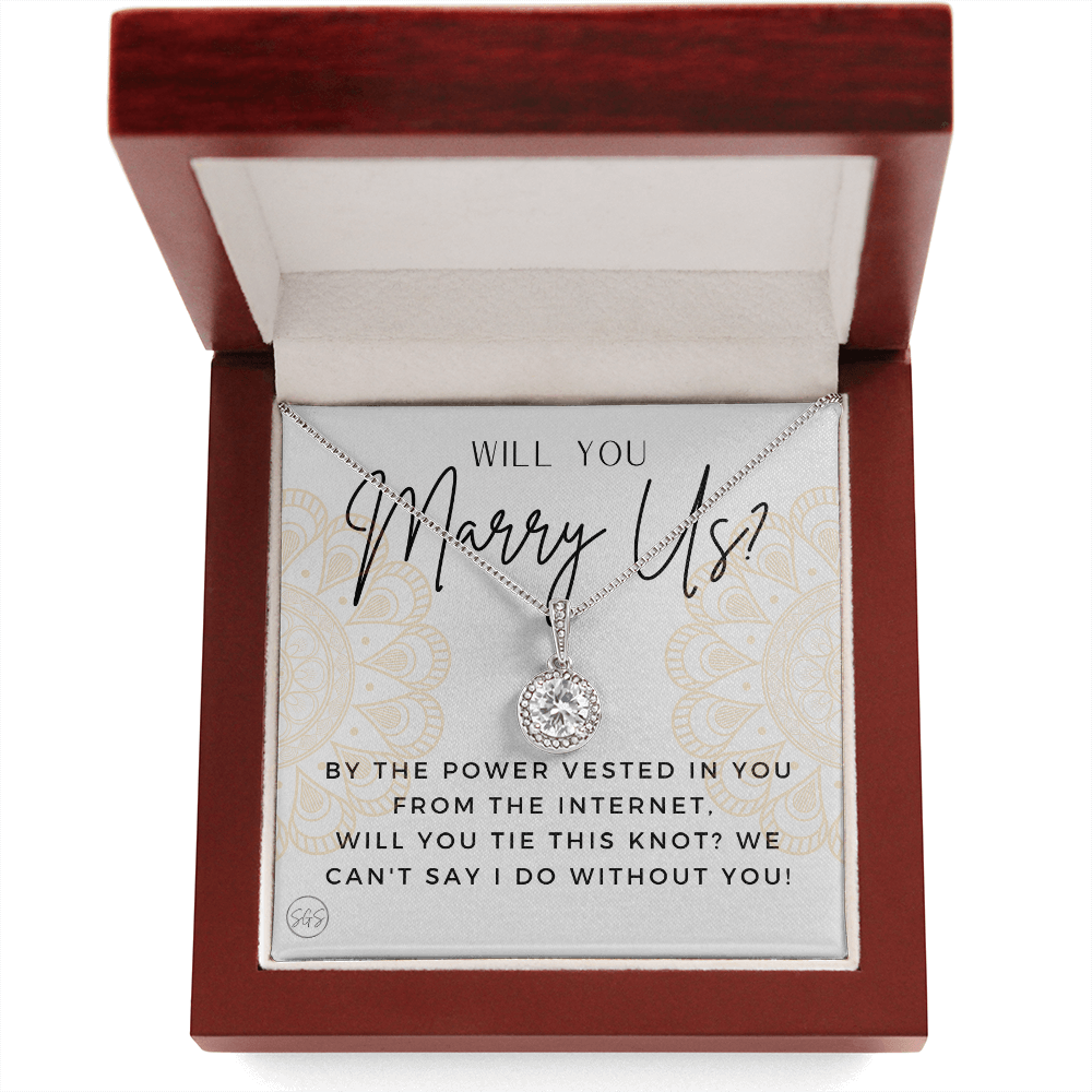 Wedding Officiant Proposal Gift | Will You Marry Us? Will You Be Our Officiant? For Friends, Best Friend Bestie Necklace Bridal Party 0817hE