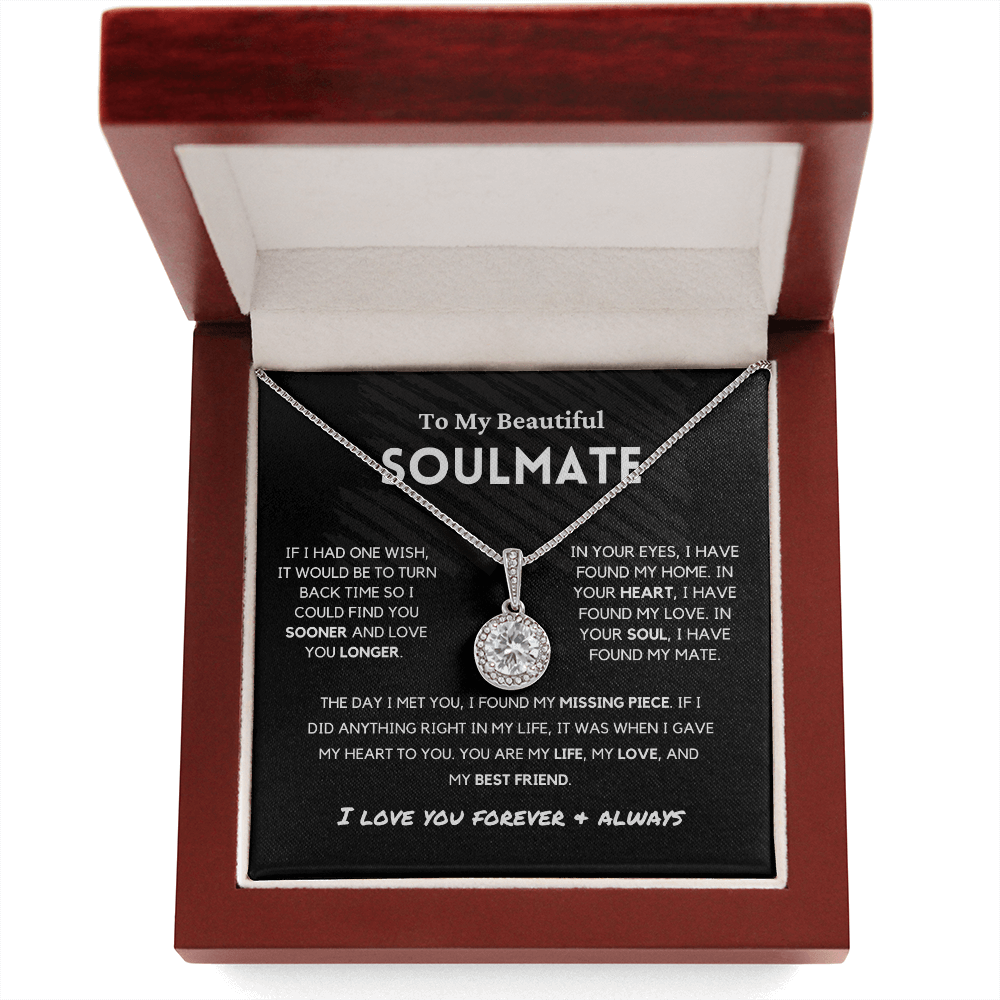Soulmate - Missing Piece - Eternal Hope Necklace | Romantic Gift for Wife, Fiancé, Girlfriend - Anniversary Gift, Valentine's Day Present