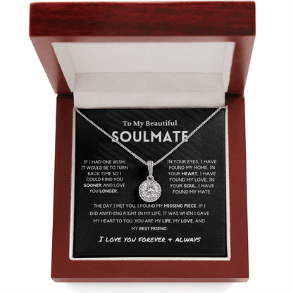 Soulmate - Missing Piece - Eternal Hope Necklace | Romantic Gift for Wife, Fiancé, Girlfriend - Anniversary Gift, Valentine's Day Present