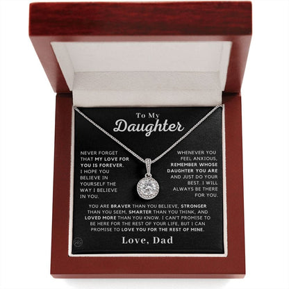 Daughter - Believe In Yourself - Love Knot Necklace | Gift to Daughter from Dad, Daughter Necklace Love Dad, Christmas Birthday Gift for Her