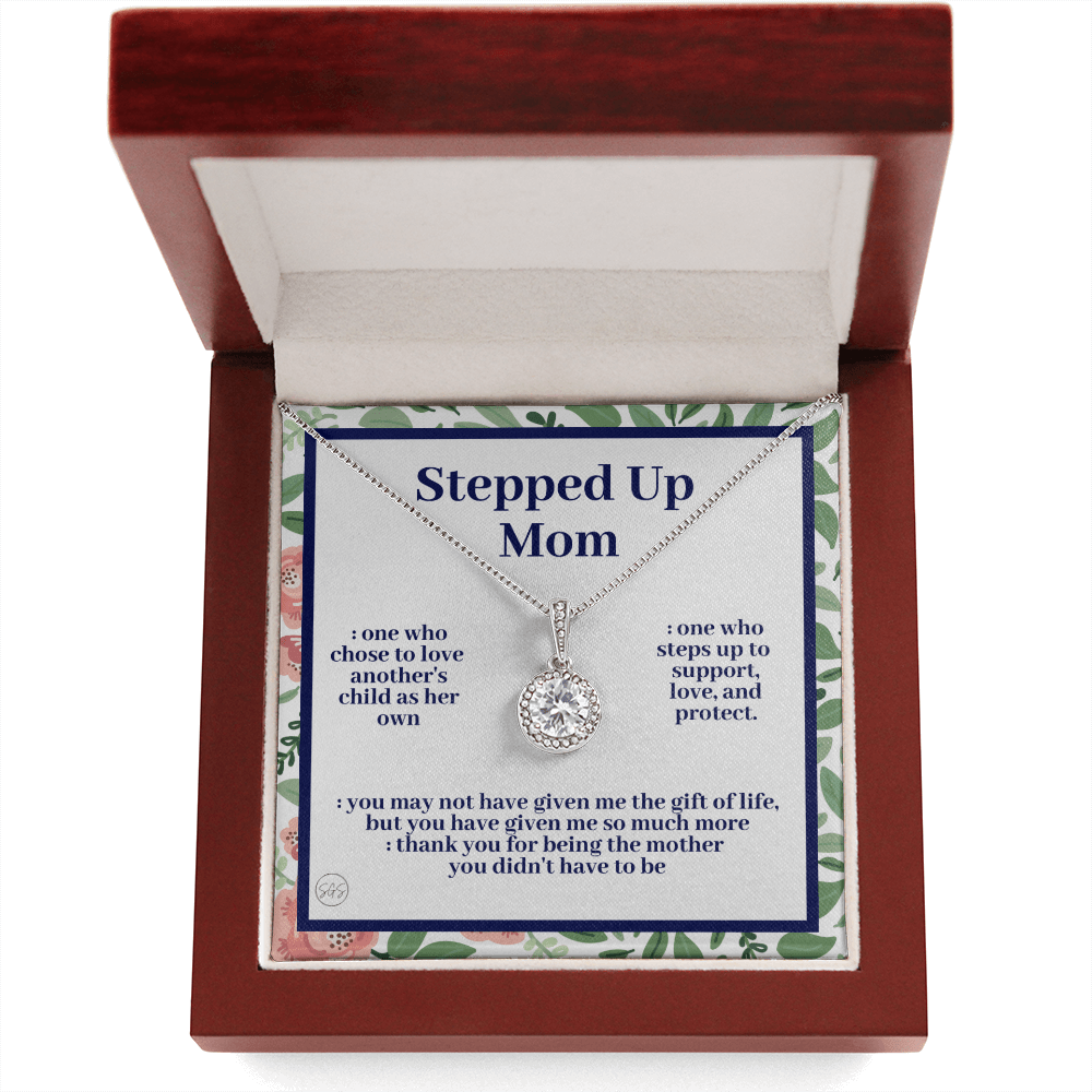 Stepped Up Mom | Mother's Day Gift for Stepmom, Bonus Mom, Stepmother, Grandma, Second Mama, From Step Daughter Son, Birthday, Foster 0317iE