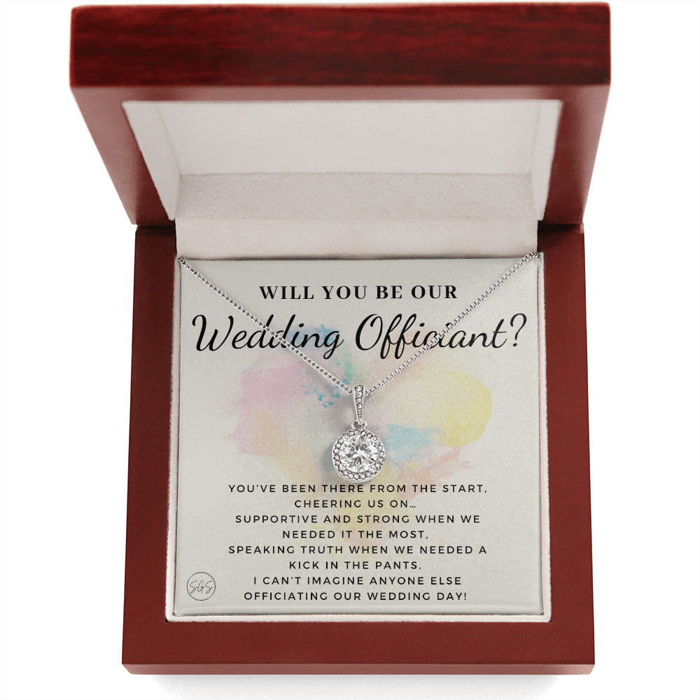 Wedding Officiant Proposal Gift | Will You Marry Us? Will You Be Our Officiant? For Friends, Best Friend Bestie Necklace Bridal Party 0817dE
