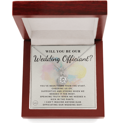Wedding Officiant Proposal Gift | Will You Marry Us? Will You Be Our Officiant? For Friends, Best Friend Bestie Necklace Bridal Party 0817dE