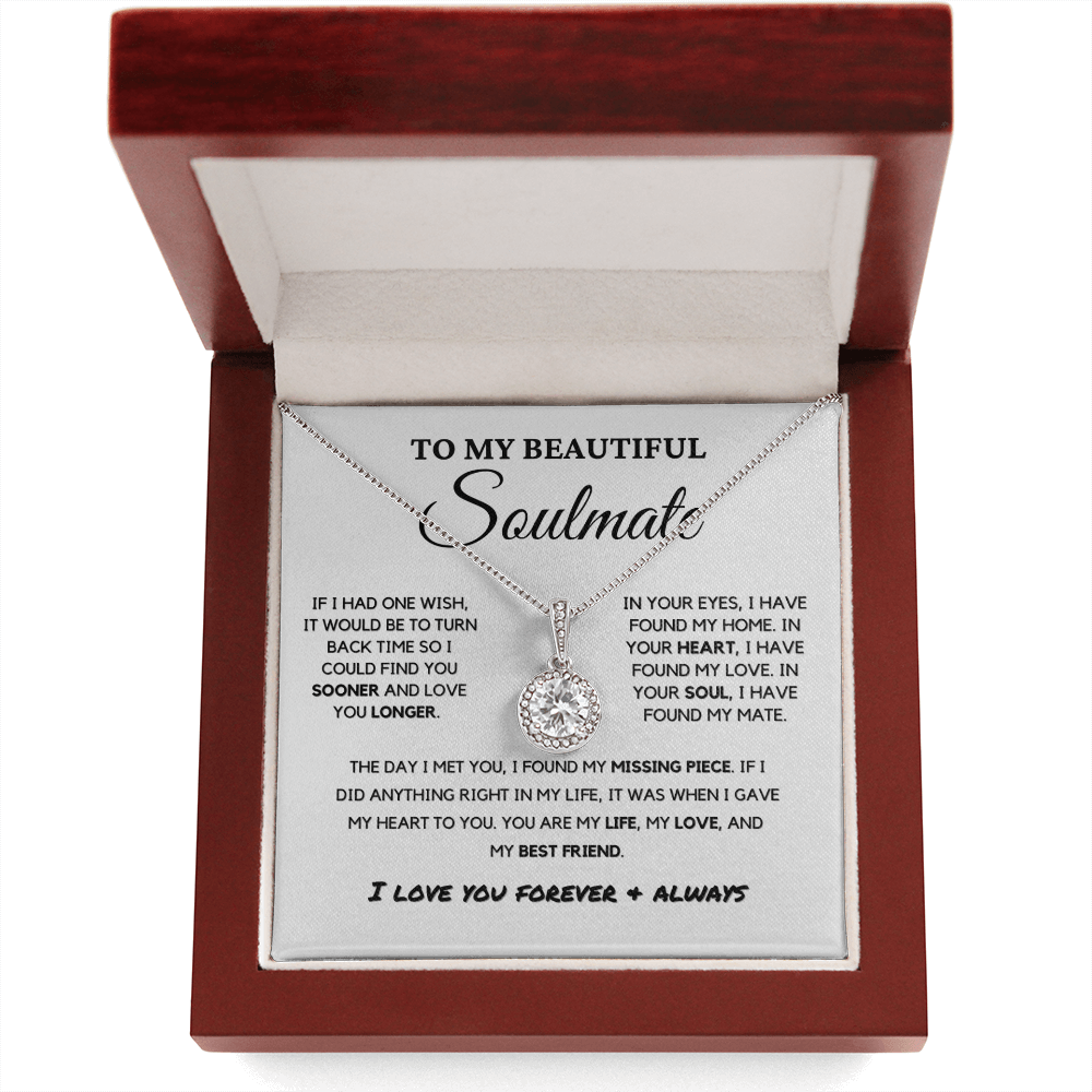 Soulmate - Missing Piece - Eternal Hope Necklace | Romantic Gift for Wife, Fiancé, Girlfriend, Valentine's Day Present 0201bE