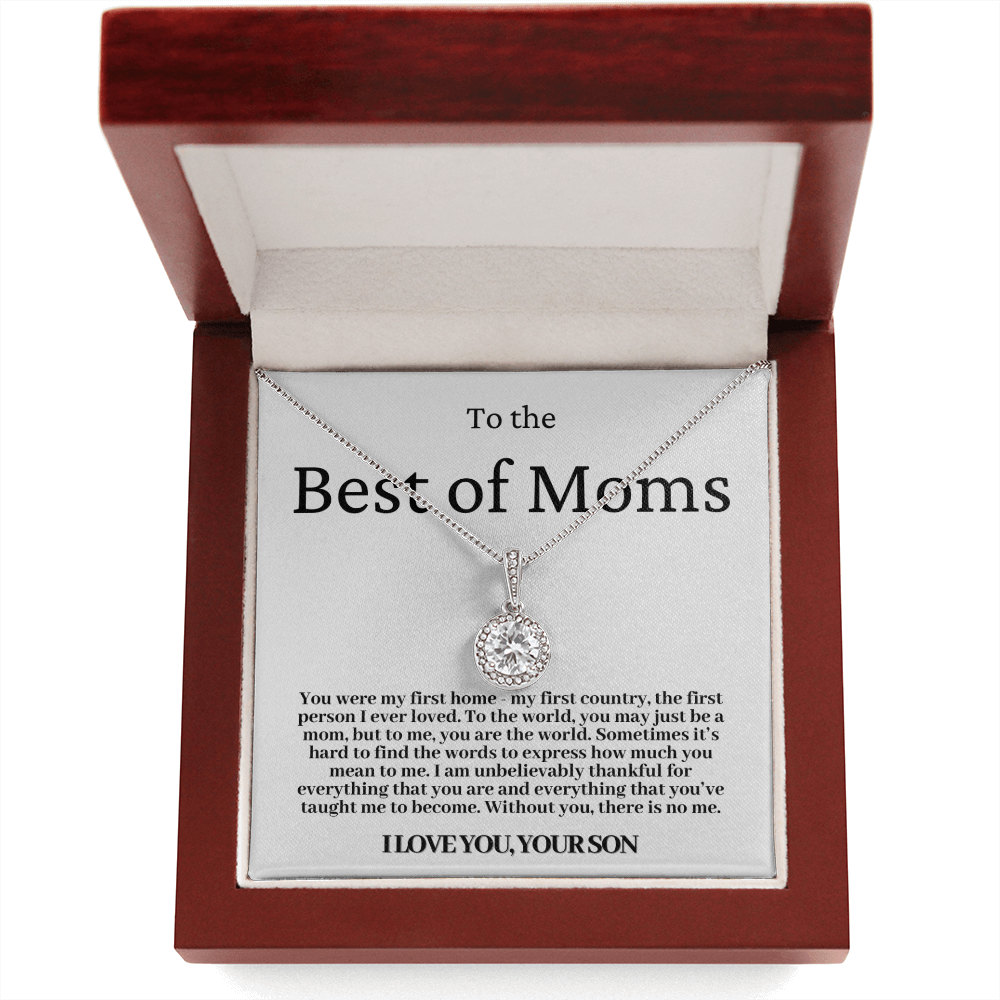 To The Best Of Moms | Without You There Is No Me | Necklace - Gift for Mother's Day From Son, Gift for Mom, You Were My First Country 2E