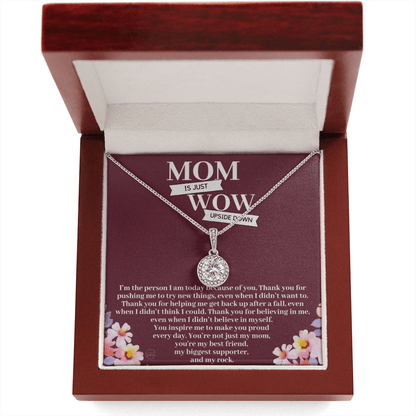 Mom is Just WOW Upside Down - Gift for Mom From Daughter, Mother's Day Gift From Son, You're My Rock, Mom Birthday Eternal Hope Necklace