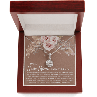 Mother in Law Wedding Gift from Bride - Mother of the Groom Necklace, Sentimental Future MIL, Pampas Grass & Desert Rose