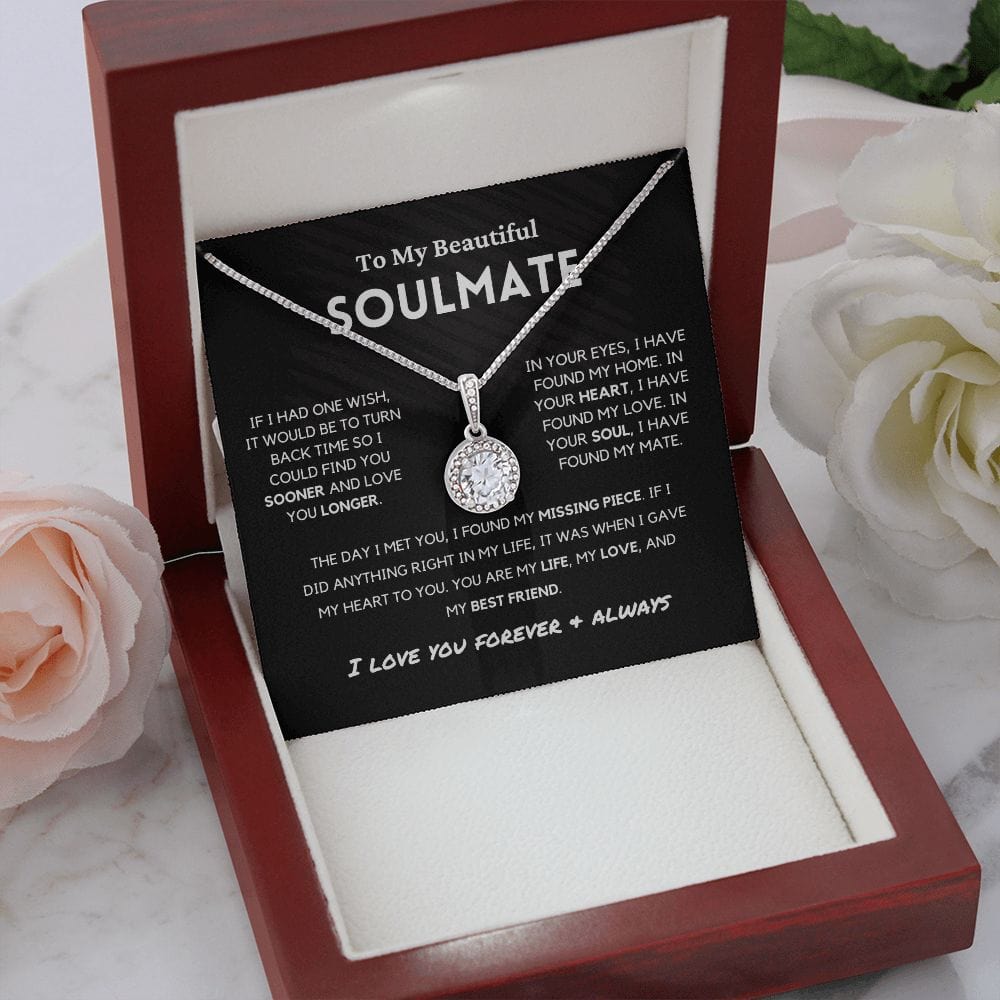 Soulmate - Missing Piece - Eternal Hope Necklace | Romantic Gift for Wife, Fiancé, Girlfriend - Anniversary Gift, Valentine's Day Present