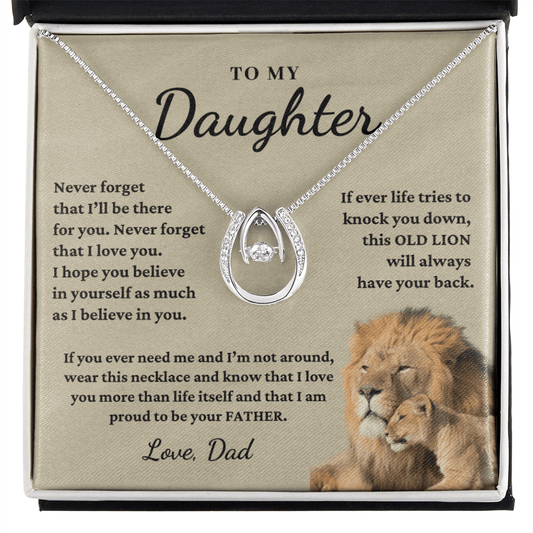 Daughter - Proud Lion - Love Necklace | Gift for Daughter from Dad, Proud to be Your Father, Graduation Gift, Birthday, This Old Lion