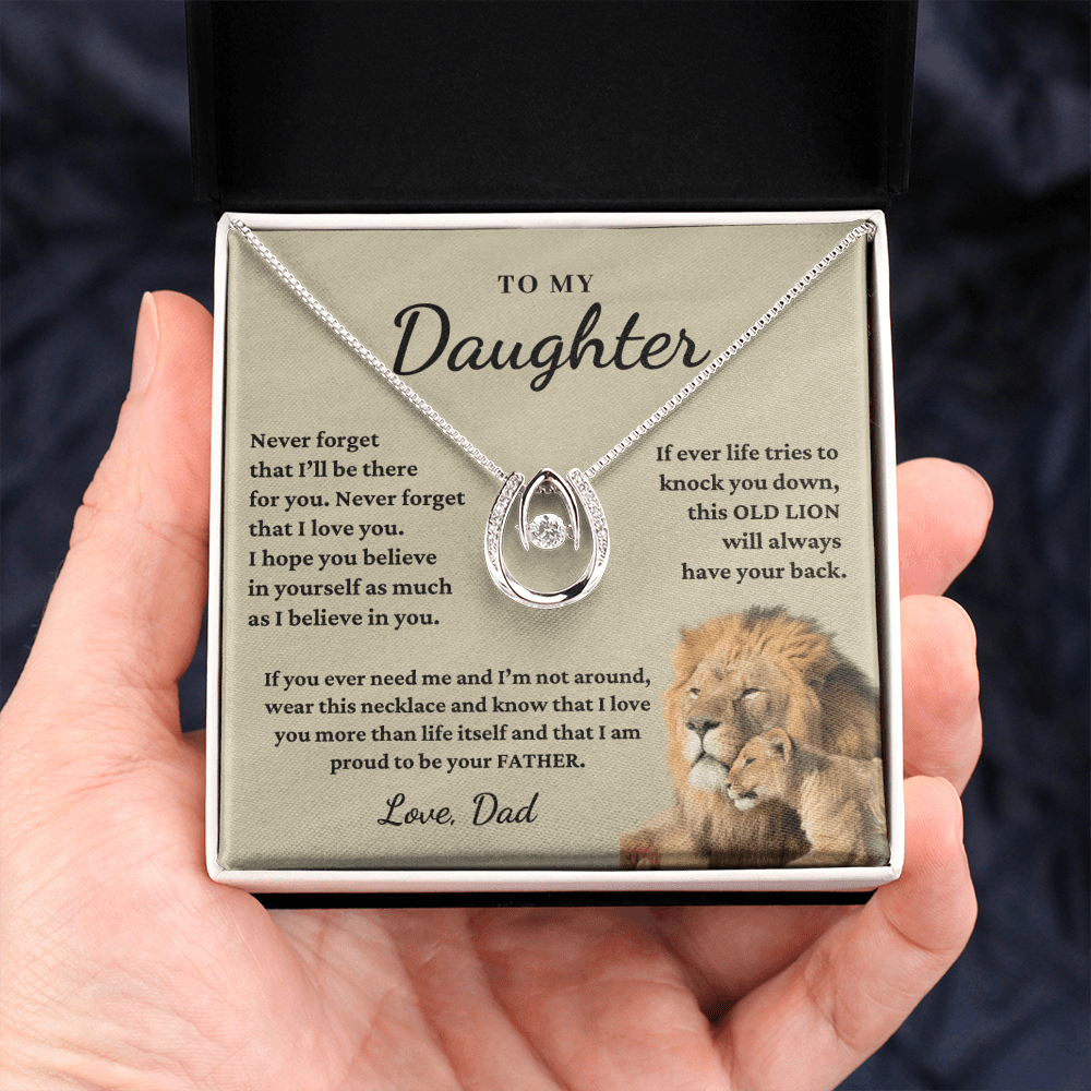 Daughter - Proud Lion - Love Necklace | Gift for Daughter from Dad, Proud to be Your Father, Graduation Gift, Birthday, This Old Lion