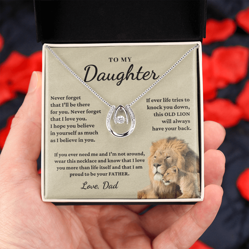 Daughter - Proud Lion - Love Necklace | Gift for Daughter from Dad, Proud to be Your Father, Graduation Gift, Birthday, This Old Lion