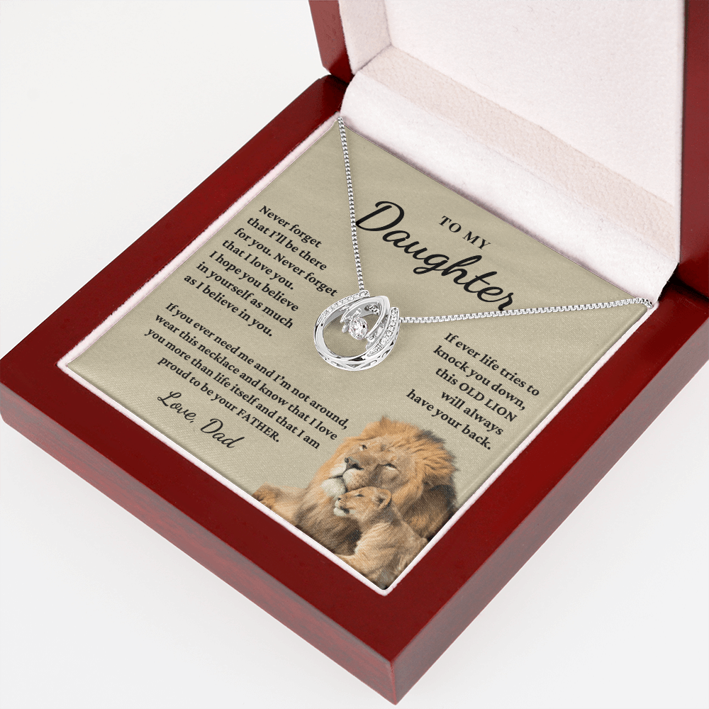 Daughter - Proud Lion - Love Necklace | Gift for Daughter from Dad, Proud to be Your Father, Graduation Gift, Birthday, This Old Lion