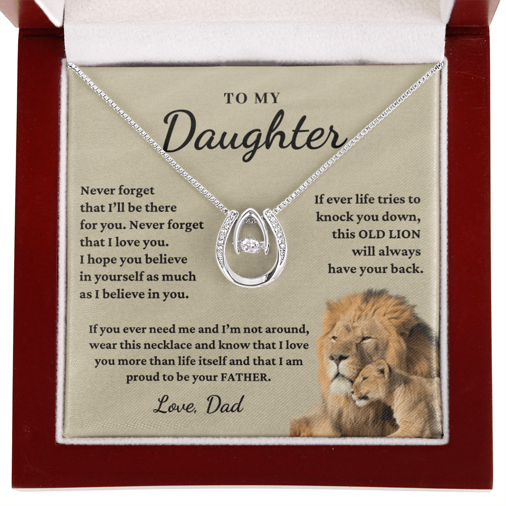 Daughter - Proud Lion - Love Necklace | Gift for Daughter from Dad, Proud to be Your Father, Graduation Gift, Birthday, This Old Lion