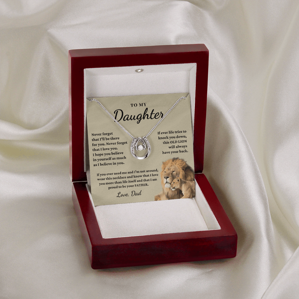 Daughter - Proud Lion - Love Necklace | Gift for Daughter from Dad, Proud to be Your Father, Graduation Gift, Birthday, This Old Lion