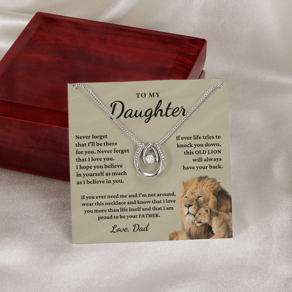 Daughter - Proud Lion - Love Necklace | Gift for Daughter from Dad, Proud to be Your Father, Graduation Gift, Birthday, This Old Lion