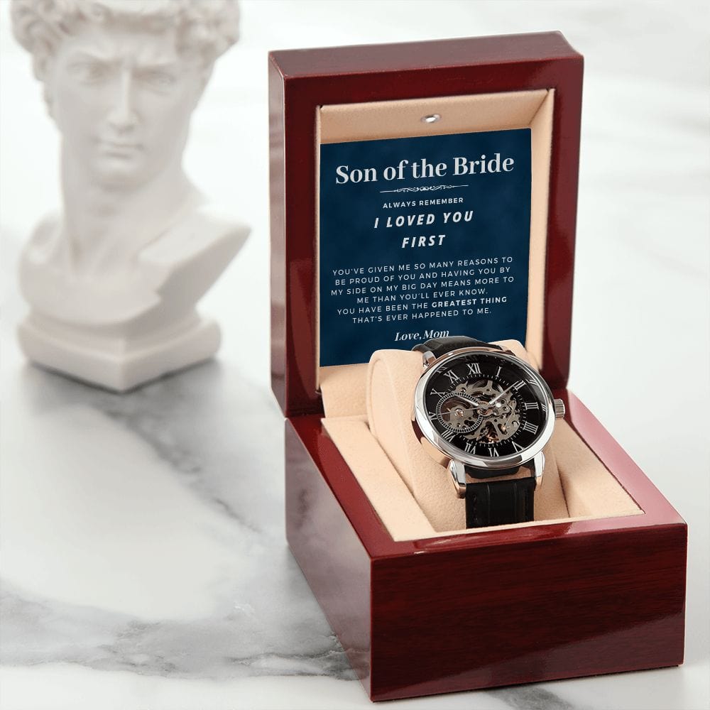 Son of the Bride Gift | Openwork Watch for Him, Skeleton Watch, I Loved You First, Thank You From Mom, Wedding Gift for Son of the Bride