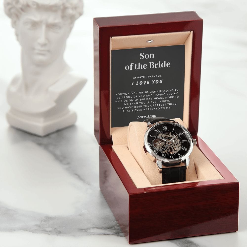Son of the Bride Gift | Openwork Watch for Him, Skeleton Watch, Thank You Gift From Mom, Wedding Gift for Son of the Bride