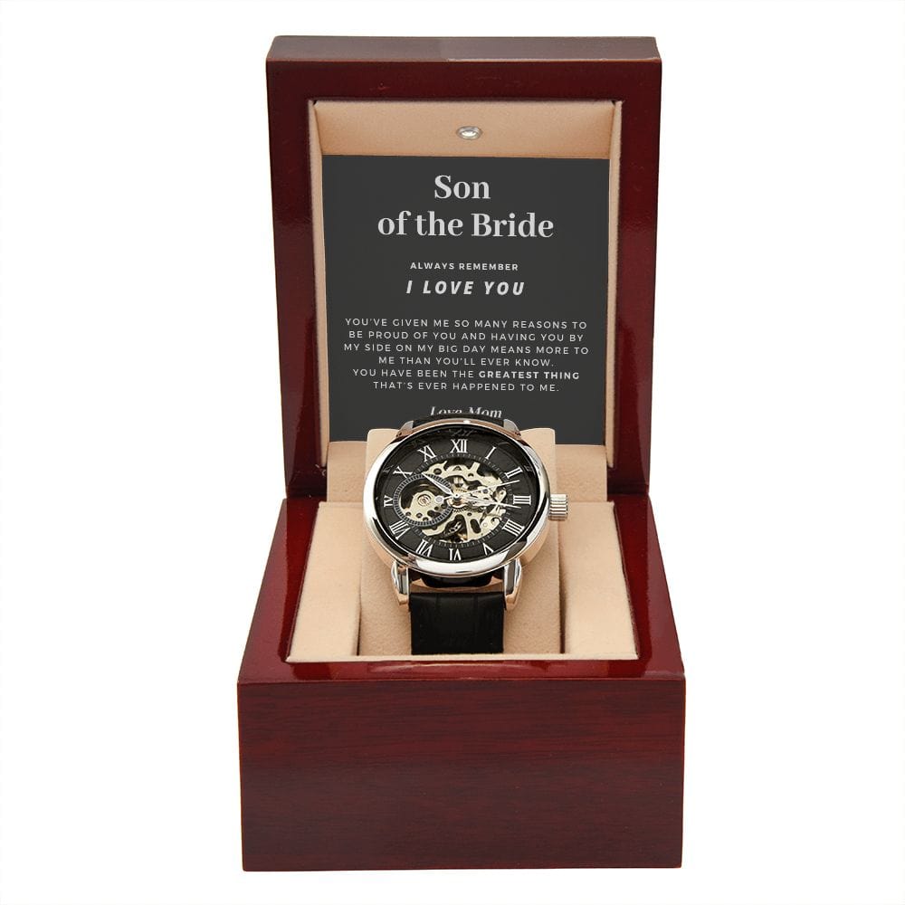 Son of the Bride Gift | Openwork Watch for Him, Skeleton Watch, Thank You Gift From Mom, Wedding Gift for Son of the Bride