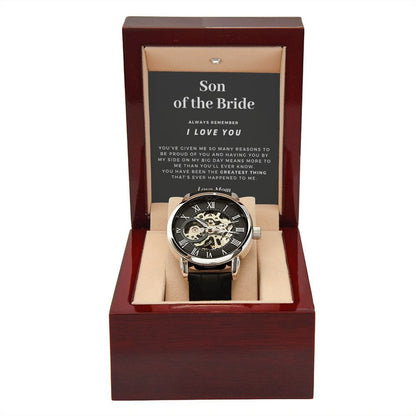 Son of the Bride Gift | Openwork Watch for Him, Skeleton Watch, Thank You Gift From Mom, Wedding Gift for Son of the Bride