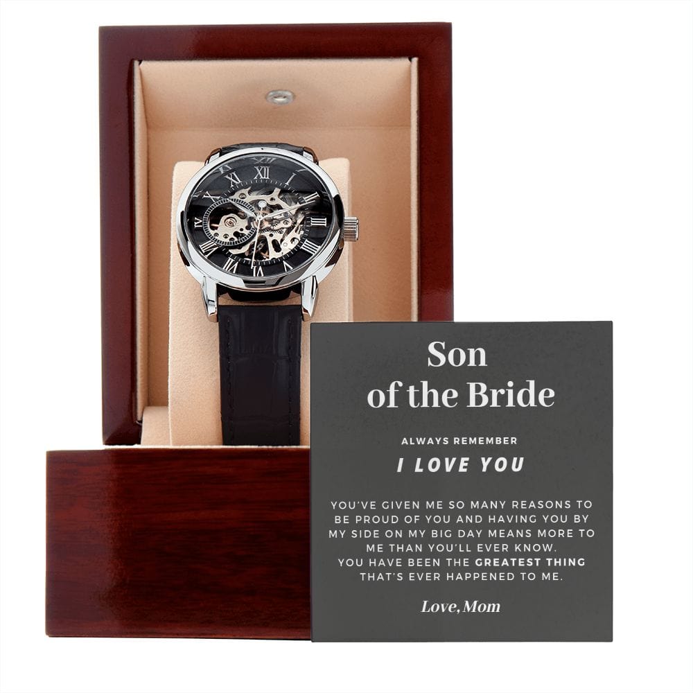 Son of the Bride Gift | Openwork Watch for Him, Skeleton Watch, Thank You Gift From Mom, Wedding Gift for Son of the Bride