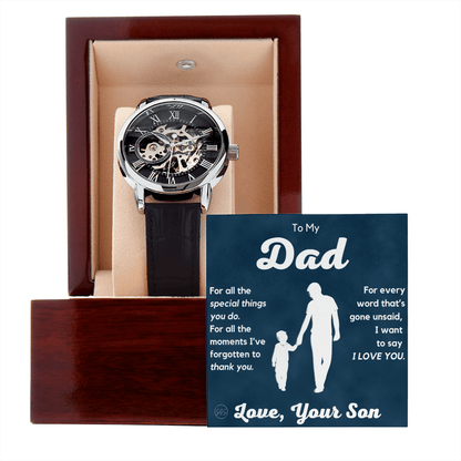 Dad - Son - For All The Words That Go Unsaid - Openwork Watch | Father's Day Gift, Gift for Dad, Personalized Gifts for Him, Father & Son 1