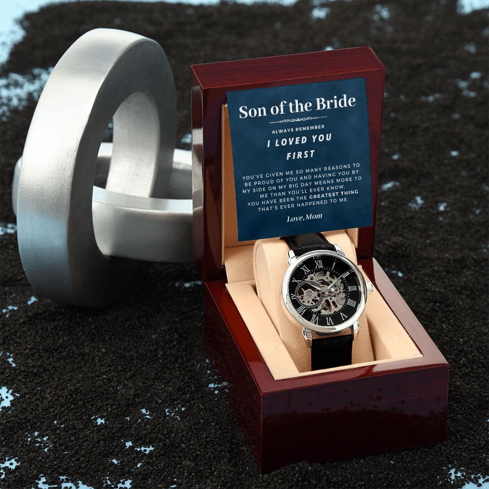 Son of the Bride Gift | Openwork Watch for Him, Skeleton Watch, I Loved You First, Thank You From Mom, Wedding Gift for Son of the Bride