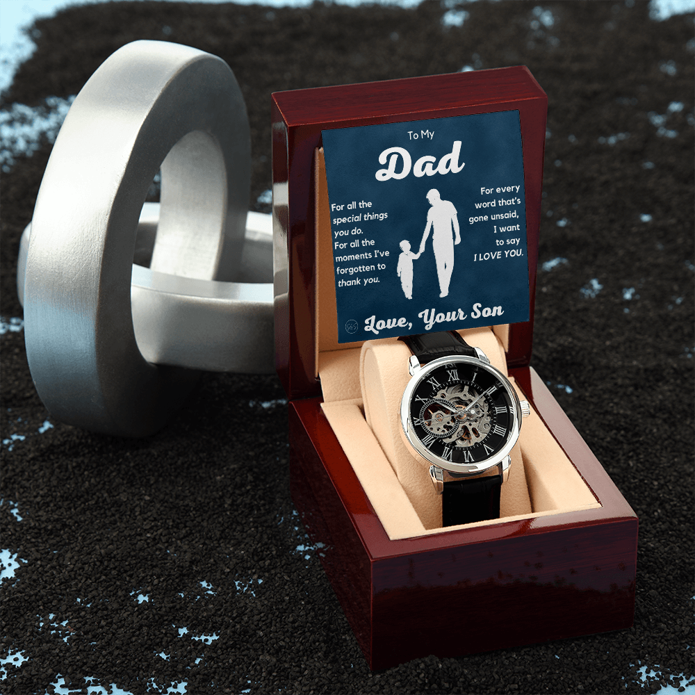 Dad - Son - For All The Words That Go Unsaid - Openwork Watch | Father's Day Gift, Gift for Dad, Personalized Gifts for Him, Father & Son 1
