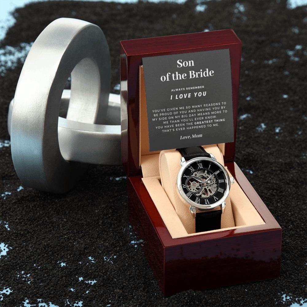 Son of the Bride Gift | Openwork Watch for Him, Skeleton Watch, Thank You Gift From Mom, Wedding Gift for Son of the Bride