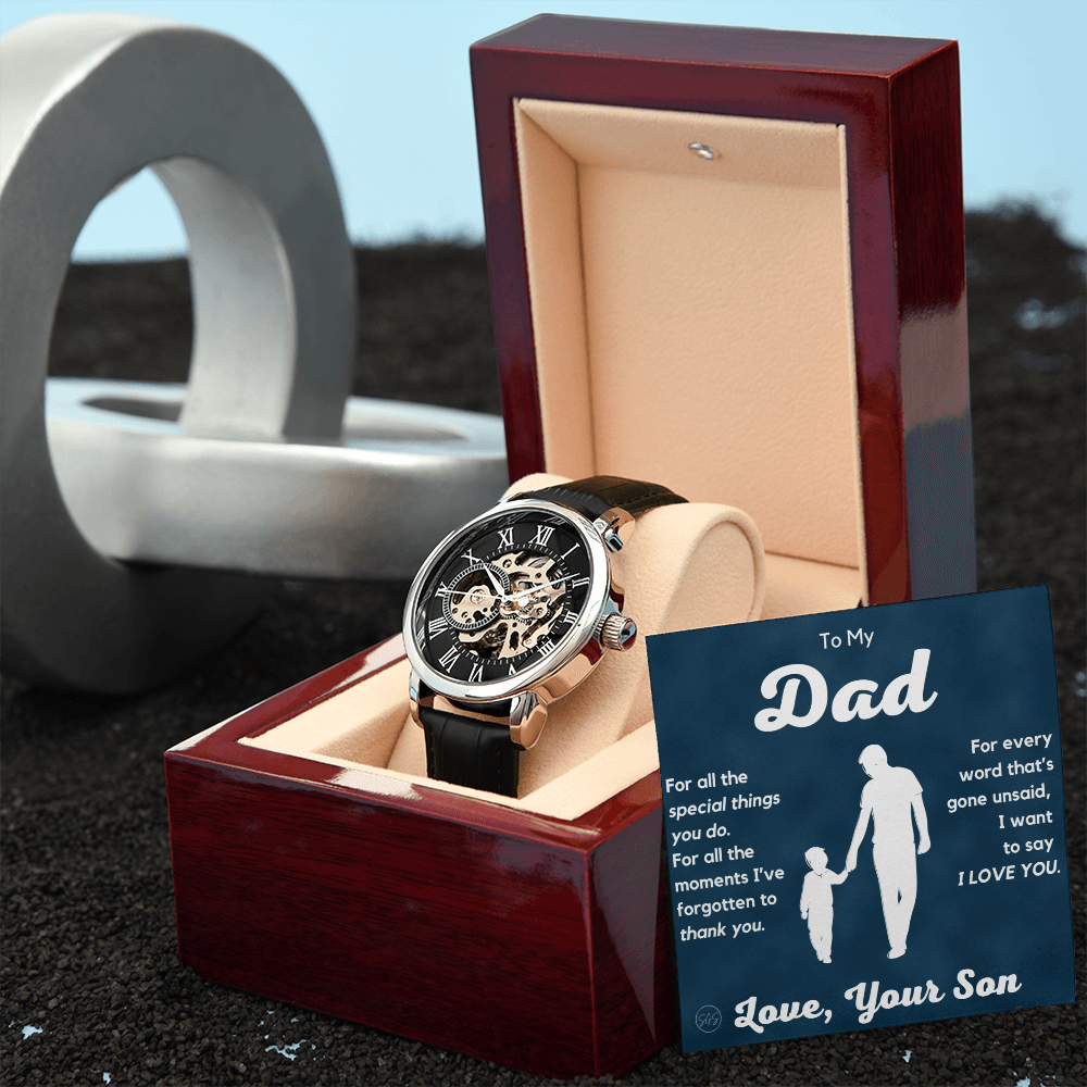 Dad - Son - For All The Words That Go Unsaid - Openwork Watch | Father's Day Gift, Gift for Dad, Personalized Gifts for Him, Father & Son 1